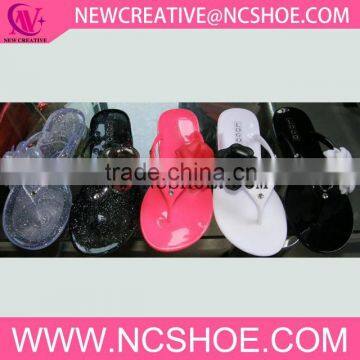 FASHION RHINESTONE FLOWER DECORATED LADIES PVC FLIP-FLOPS