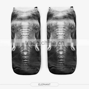 fancy cute elephant casual hot foot wear 3d digital print colorful ankle socks sports unisex custom hot sale stretch spandex