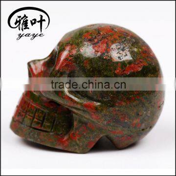 Wholesale 2inch Natural Unakite Stone Hand Carving Skull photo-4