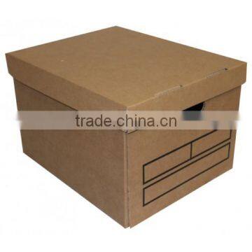 Cardboard carton box strong double sided walls and base brown recorder holder archive storage box with attached lid