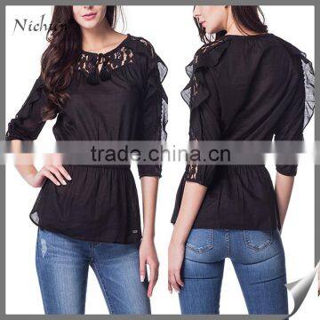 Made in china black casual wholesale woman blouse