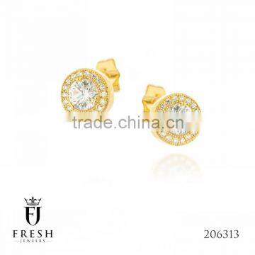 Fashion Gold Plated Earring - 206313 , Wholesale Gold Plated Jewellery, Gold Plated Jewellery Manufacturer, CZ Cubic Zircon AAA