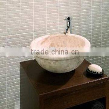 beige granite, round and deep basins