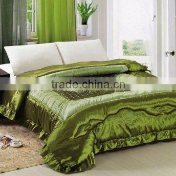 green polyester satin patchwork comforter king size new FMC024