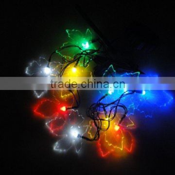 Colorful solar strip light qualitied solar panel+10 maple leaf Led +4.5M lenght Cable using for christmas,festival decoration