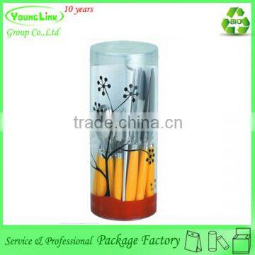 Transparent printed cylinder dinner set box packing