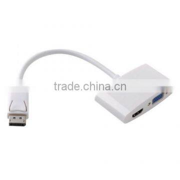 white DisplayPort DP To VGA & HDMI 2-in-1 Combo Cable TV AV HDTV Converter for PC