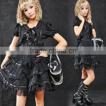 Black Cotton Gothic Lolita Dress 61177