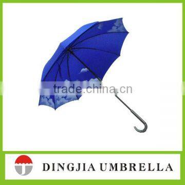 10 ribs metal frame blue sky 3 fold umbrella