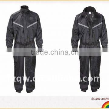 Black waterproof motor racing coverall