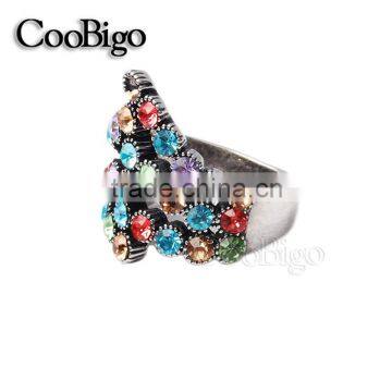 Fashion Jewelry Zinc Alloy Charming Colorful Rhinestone Ring Lady Wedding Party Show Gift Dresses Apparel Promotion Accessories photo-3