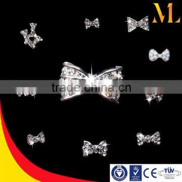 PNM504 DIY alloy super shining diamonds four lines bowknot japanese nail art