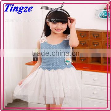 Newest children clothes design kids jeans skirt for little girl baby child dress in white