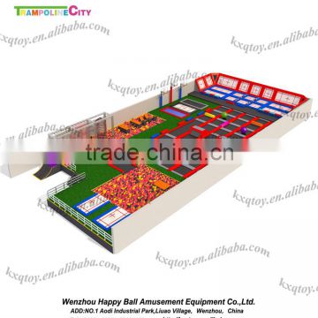 Customized design high jump indoor trampoline with dodge balls,slam dunk,sea balls,foam pit for adult and kids