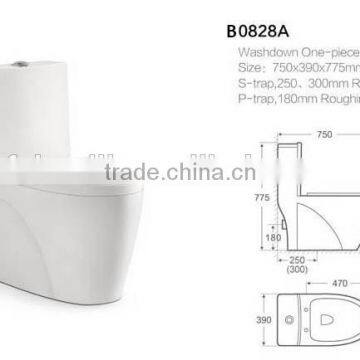 Factory S/P Trap Ceramic Washdown One Pcs Toilet Commode B0828A photo-2