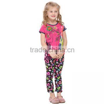 (K3748 )Nova kids new fashion child t shirts baby girls printed and beaded t shirts clothing wholesale