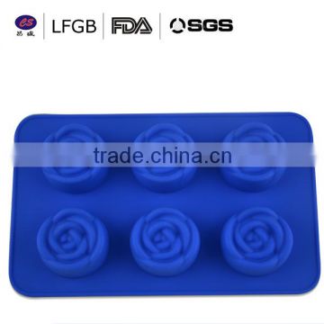 environmental food grade 6 rose shape silicone cake mould