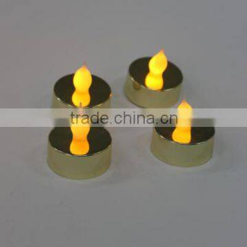 Electroplating effect church use golden tea light led candle