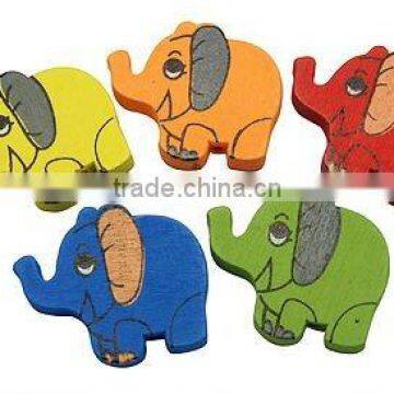 Wood Beads, Lead Free, Elephant, Multicolor, about 33x29x5mm, hole: 2mm(WOOD-G002-LF)