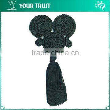 Height 17 Centermeter All Black Sew On 100% Nylon Chinese Knot Frog Buttons
