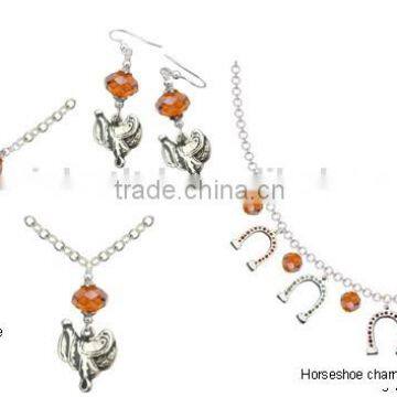 Fashion metal Saddle Charm Necklace and Earrings Set jewelry set ,Customized Colors or LOGO and OEM design accept