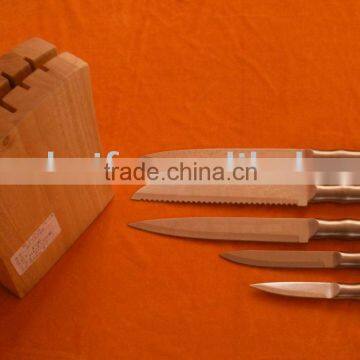 Stainless Steel Knife Set -6Pcs With Wooden Block