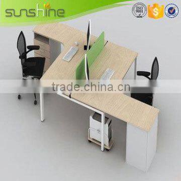 Sunshine Furniture Cheap 4 Person Office Partition Used Wood Laminate Melamine Finishing With Mobile Pedestal photo-3