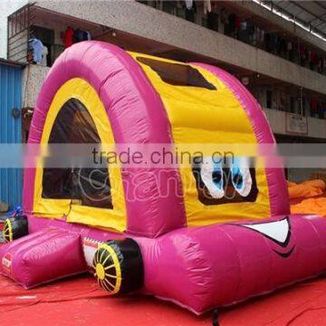 Pink cartoon car inflatable bouncer, inflatable jumping castle for kids