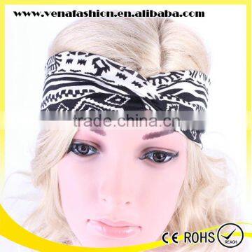 Bohemian Black White Printing Yoga Sports Head Band photo-3