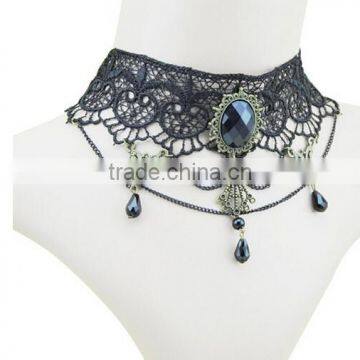 Gothic Acrylic Excellent Beads Lace Collar Victorian Choker Necklace Pendant photo-4