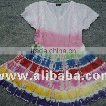 Cute, colorful cotton tie dye dress / knitted tie-dye girl dress 100% cotton frock