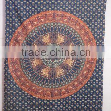 RT-622 Mandala Printed Multi Color Tapestry Wall Hanging Sanganeri Screen Printed Bedspread, Bed Cover Jaipur Manufacturer