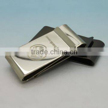 Fashional double sided nickel plated titanium money clip blank with laser engraved logo new design