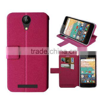 for archos 50 power hot pink leather case silk slim stand wallet leather high quality factory price