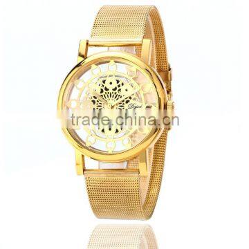 JD515 custom logo luxury gold mesh chronograph fancy wrist watch for ladies