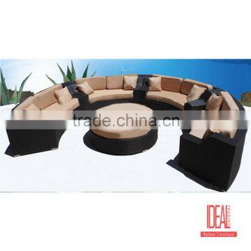 2016 hot sellling good quality rattan outdoor furniture half round sectional sofas