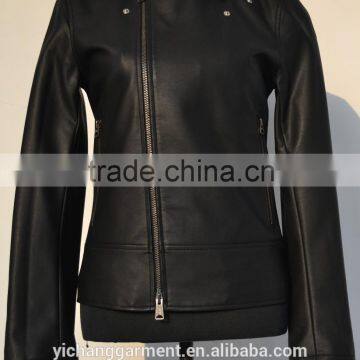 Lady Lambskin Leather Biker Jacket