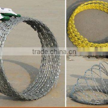 Crossing hot dip galvanized concertina razor wire/military razor barbed wire