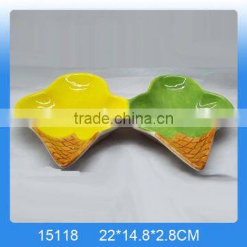 Colorful ice cream shaped ceramic section plate for custom