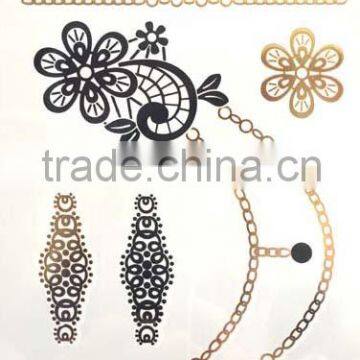 New custom tattoos metallic body stickers goldgold temporary tattoo