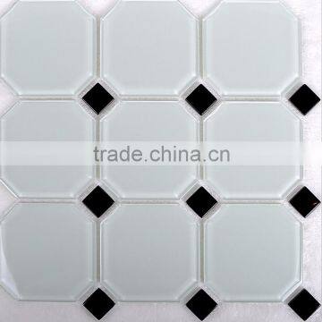 2016 New Rhombus Mix Hexagon White and Black Glass Mosaic Tile