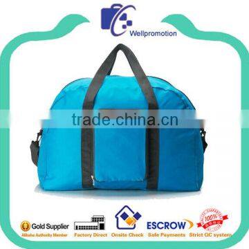 Wellpromotion branded polyester promotional foldable travel duffel bag