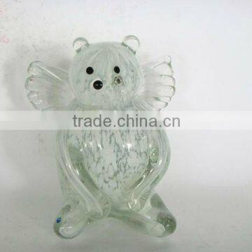 decorative glass winie bear,clear bear with wings