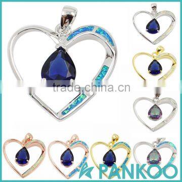 Wholesale Fashion Series of Water on the Heart Blue Opal Sterling Silver Unisex Necklace Pendant photo-5