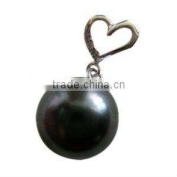 10mm round half drilled hole black pearl