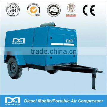 Electric/diesel mobile portable oil injected rotary screw type air compressor for jack hammer