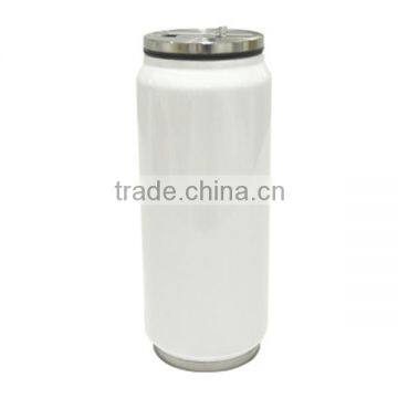 3d sublimation Heat Transfer personalized Printing 500ML 17oz Stainless Steel Coke Can with Straw(White)