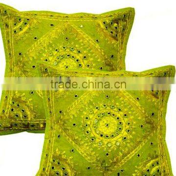 WHOLESALE LOT TRADITIONAL ETHNIC HAND EMBROIDERED MIRROR WORK CUSHION COVER