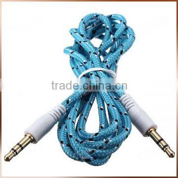 3.5mm Round Stereo Auxiliary Cable Braided Audio Cord For Iphone