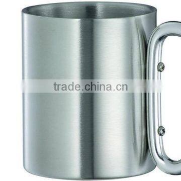 Easy Holding 2014 Hot Selling Carabiner Ring Eco-friendly FDA LFGB Double Layer Stainless Steel Coffee Mug Cup Tumbler